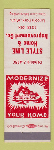 Matchbook Cover - Style Line Home Improvement Lincoln Park MI