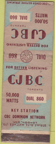 Matchbook Cover - CJBC Radio Toronto ON WEAR