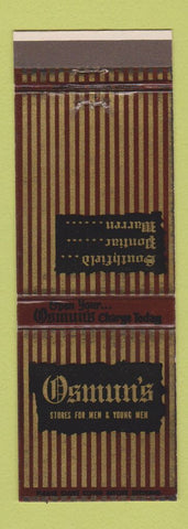 Matchbook Cover - Osmun's Men's Clothes Southfield Pontiac Warren MI