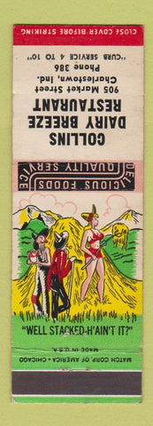 Matchbook Cover - Collins Dairy Breeze Restaurant Charlestown IN hillbilly