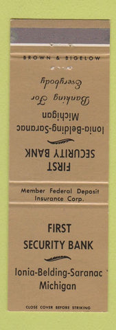 Matchbook Cover - First Security Bank Ionia Belding Saranac MI