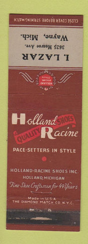 Matchbook Cover - Holland Racine Shoes Lazar Wayne MI
