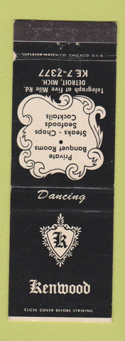 Matchbook Cover - Kenwood Restaurant Detroit MI