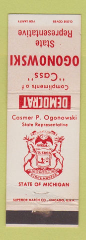 Matchbook Cover - Cass Ogonowski State Rep MI WEAR