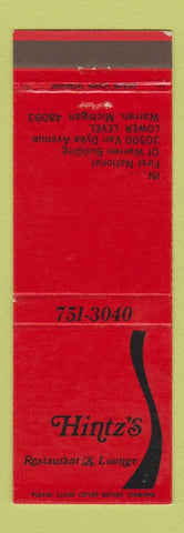 Matchbook Cover - Hintz's Restaurant Lounge Warren MI