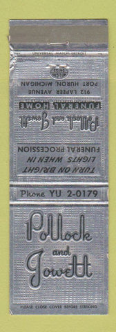 Matchbook Cover - Pollock and Jowett Funeral Home Port Huron MI WEAR