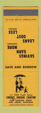 Matchbook Cover - Credit Union Center Ann Arbor MI