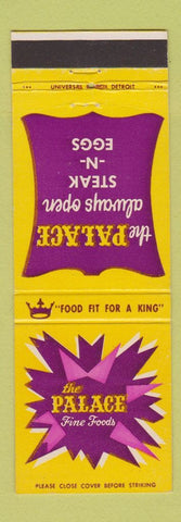 Matchbook Cover - The Palace Restaurant Livonia Detroit Plymouth MI