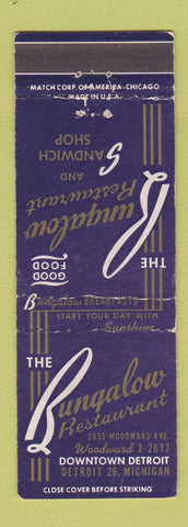 Matchbook Cover - Bungalow Restaurant Detroit MI