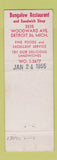 Matchbook Cover - Bungalow Restaurant Detroit MI