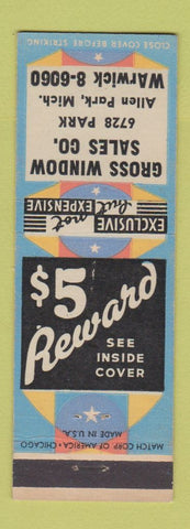 Matchbook Cover - Gross Window Sales Company Allen Park MI