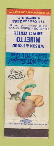 Matchbook Cover - Wilson & Proud Minetto oil gas NY pinup WEAR