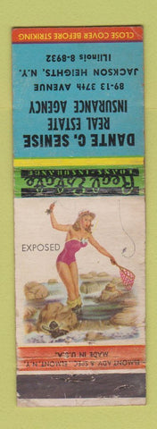 Matchbook Cover Dante Senise Real Estate Insurance Jackson Heights NY pinup WORN