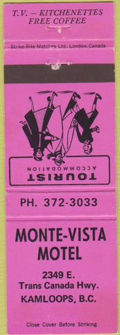 Matchbook Cover - Monte Vista Motel Kamloops BC