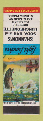 Matchbook Cover - Shannon's Soda Bar Lunch Athens PA Hooked