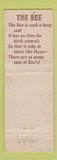Matchbook Cover - Bee's Tavern St Louis MO hillbilly Lem At Your Age