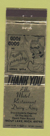 Matchbook Cover - Ellis Motel Restaurant Dairy King Trout Lake MI