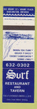 Matchbook Cover - Surf Restaurant Tavern Burlington ON