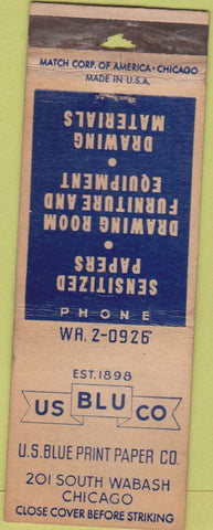 Matchbook Cover - US Blue Print Co Chicago IL WEAR