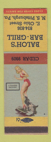 Matchbook Cover - Baloh's Bar Grill Pittsburgh PA pinup