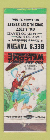 Matchbook Cover - Bee's Tavern St Louis MO hillbilly Surprise WEAR