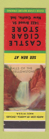 Matchbook Cover - Castle Cigar Store New Castle IN Falls of Yellowstone