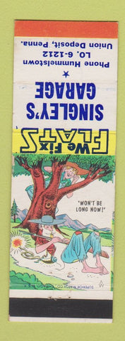 Matchbook Cover - Singley's Garage Union Deposit PA hillbilly Won't Be Long Now