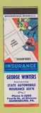 Matchbook Cover - George Winters Insurance Harrisburg PA Pedestian