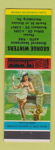 Matchbook Cover - George Winters Insurance Harrisburg PA pinup Barbecutie