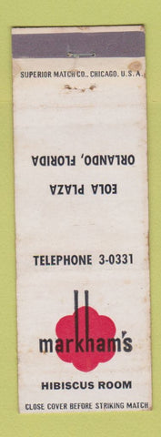 Matchbook Cover - Markham's Hibiscut Room Orlando FL WEAR