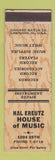 Matchbook Cover Hal Kreutz House of Music records lps phonographs Des Moines IA