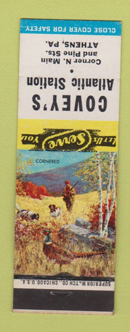 Matchbook Cover - Covey's Atlantic oil gas Athens PA Cornered