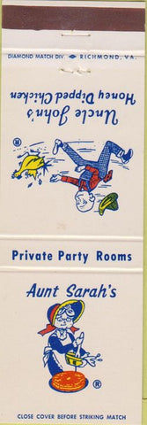Matchbook Cover - Aunt Sarah's Uncle Johns Chicken Richmond VA