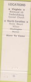 Matchbook Cover - Aunt Sarah's Uncle Johns Chicken Richmond VA