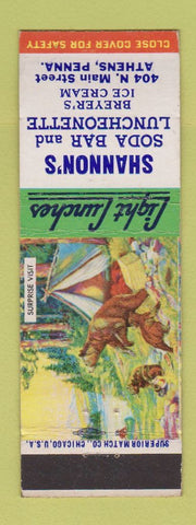 Matchbook Cover - Shannon's Soda Bar Lunch Athens PA Surprise Visit