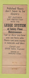 Matchbook Cover - Walter Legge Safety Floor Maintenance New York City WORN