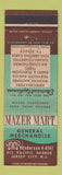 Matchbook Cover - Mazer Mart General Merchandise Jersey City NJ
