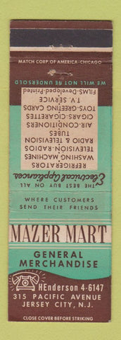 Matchbook Cover - Mazer Mart General Merchandise Jersey City NJ