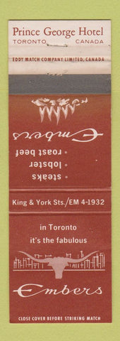 Matchbook Cover - Embers Prince George Hotel Toronto ON