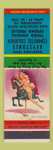Matchbook Cover Keystone Match Club Frolic Harrisburg PA 1955 pinup Lady Godiva