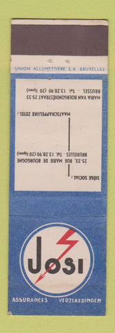 Matchbook Cover - Josi Assurances Verzekeringen Belgium