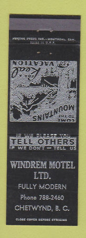 Matchbook Cover - Windrem Motel Chetwynd BC