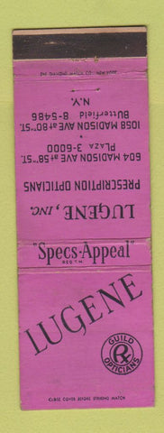 Matchbook Cover - Lugene Opticians New York City