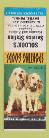 Matchbook Cover - Solock's Service oil gas Sayre PA Heart Breakers