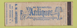 Matchbook Cover - BW Antiques East Orange NJ WORN Full Length