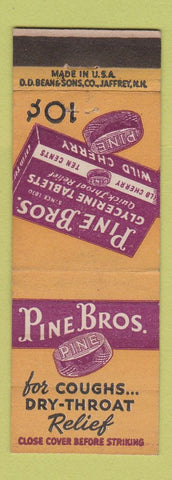 Matchbook Cover - Pine Bros Glycerine Tablets Cough Drops