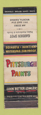 Matchbook Cover - Pittsburgh Paints Garden Spot Hardware Wichita KS WORN