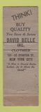 Matchbook Cover - Sudanobel Bellshire Men's Clothes Beller New York City WEAR