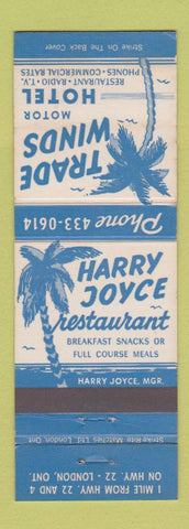 Matchbook Cover - Harry Joyce Restaurant Trade Winds Motor Hotel London ON