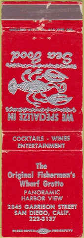 Matchbook Cover - Fisherman's Wharf Grotto San Diego CA WEAR
